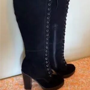 Aldo Adesian Black Over the Knee Lace-Up Boots